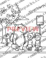 Bus stop coloring page