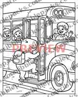 Getting on the bus coloring page
